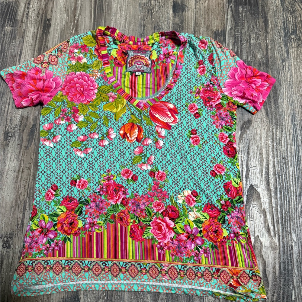 Johnny Was Multicolor Floral Top